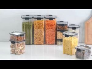 HB Airtight Food Storage Container Clear Plastic Sturdy Canisters with Easy Lock For Kitchen Pantry Organization KC146