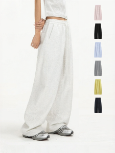 Quần Sweatpants Ống Thẳng Rơi Màu Trơn Phong Cách Athleisure