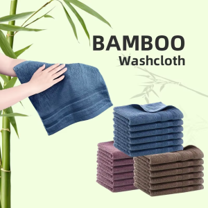 Bamboo Washcloths Hand Towel Set 1/6 Pack - Natural Hypoallergenic Soft Absorbent Quick Dry Towels for Bathroom Kitchen