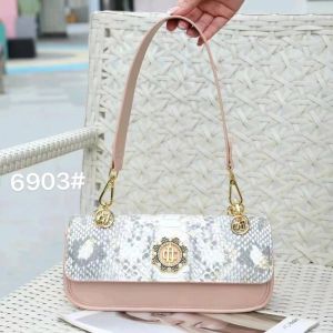 Tas Premium Pesta Brand DORIS Pink Elegan Motif Sisik Ular Shoulder kd 09