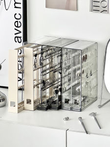 Gold Acrylic Transparent Large Capacity Jewelry Box Necklace Bracelet Earring Display Stand Hand Jewelry Storage Case