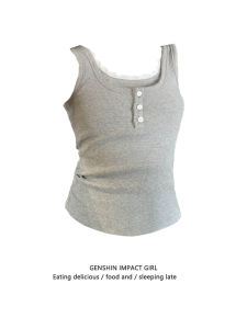 Pure Desire Lace Trim Halter Vest Slimming Sleeveless Summer New Style Outerwear Trendy Solid Color Sweet Style Short Length