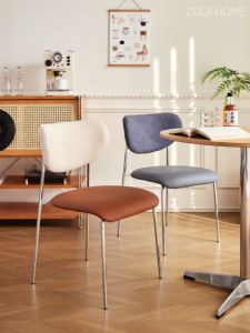 เก้าอี้ทานอาหารแบบย้อนยุค ZOOI HOME ที่นั่งแบบย้อนยุค หนังกำมะหยี่ ที่นั่งแบบย้อนยุค สไตล์ย้อนยุค วินเทจ สำหรับห้องนอน