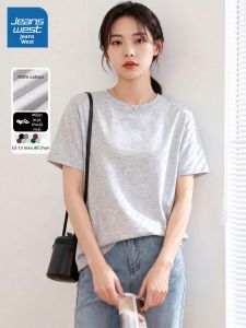 Jeanswest | Áo thun tay ngắn màu xám form rộng cotton nguyên chất