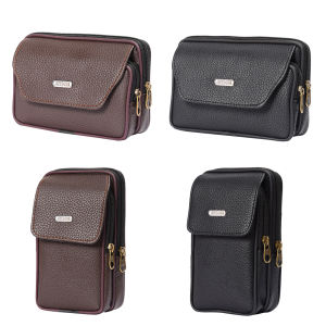 [BAGOO]Men Cell Phone Waist Case Bag Pouch Small Leather Bum Pack Purse Wallet Holder Belt Pouch Phone Holster Belt Case