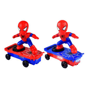 【New Arrival】 Scooter Spiderman Toy 360 Degree Rotating Dancing Hero Toy Educational Toys Scooter Toy with Music Light for Boys Girls for Kids Child