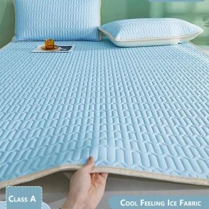 Cool Feeling Mattress Cover Single/Double/Queen Bed Sheet Summer Cool Pad Mat Elastic Band Four Corners Bedspreads