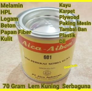 Lem Kuning Serbaguna Aica Aibon 70 Gr Kaleng Kecil Logam Kulit Kayu Karpet Plastik