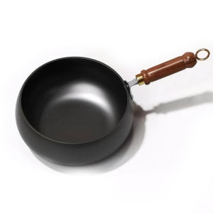 Belly Shape Frying Pan Anti Scald Handle Non-Stick Cooking Pan Multifunctional Saute Pan 9.4 Inch for Kitchen Camping