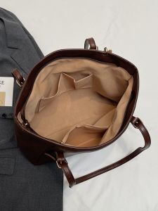 Large Capacity Commuter Tote Bag with Zipper Pocket Simple Solid Color Stylish Versatile New 2025 Trendy Work Bag for Youth