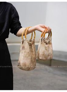 New Chinese Style Embroidered Bamboo Node Handbag Cotton Linen Cheongsam Clutch Bag Incense Tea Flower Pattern Daily Use