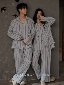 Couples Pajamas Sets for Spring and Autumn Soft Cotton Cloth with Padding Plus Size