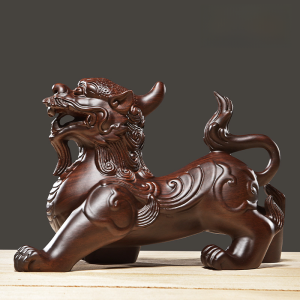 Ebony Wood Carving Pi Xiu Decoration Crafts Living Room Decoration Solid Wood Pixiu Wangcai Picchu Opening Gift