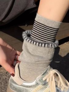 Fashionable Grey Striped Patchwork Socks Womens Accessories Sport Bags Outdoor Gear No Brand Registered Trademark