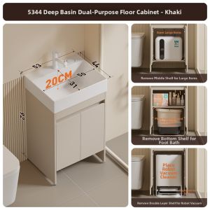 NIUNAISI | Deep Sink Aluminum Sweeping Robot Dual-use Bathroom Cabinet