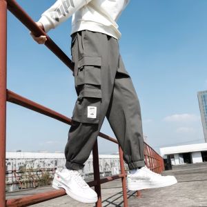 Oversized Cargo Pants Men Trendy Brands Overweight Man Loose Ankle Banded Slacks American Functional Spring and Autumn Pure Cotton Cropped Pants