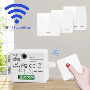 สวิตช์ไฟผนังไร้สาย 433 Mhz 1/2/3 แผงสวิตช์ไฟ LED สวิทช์ขัดขวางสําหรับแสง 110 V 220 V ไร้สายควบคุม