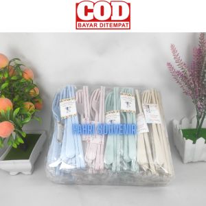 Souvenir Pernikahan Sendok Garpu Sumpit Go Green Lokal Kemasan Plastik + Kartu Ucapan Isi 50 pcs