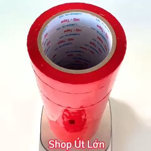 Băng keo màu đỏ OPP rộng 2.4cm dài 75 mét lõi giấy 3mm 1 cây 12 cuộn giá tại xưởng