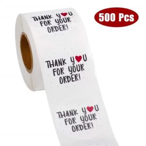 500 Pcs/Roll Thank You Sticker for Order for Purchase or Thank You for Support Business/ Various Occasion/ Baking/ Seal Stationery Sticker