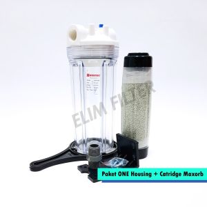 Aermart - Paket 1 Tahap Housing 10 Inch + Catridge Maxorb - Filter Air Siap Pakai