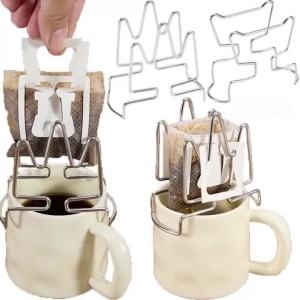 Coffee Filter Bag Holder Reusable 304 Stainless Steel Japanese Filter Bag Holder Coffee Cup Dripper Filter Paper Bag Holder