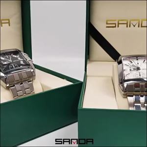 Sanda | SANDA new three-eye six-pin fashion trend with calendar mens steel belt square quartz watch