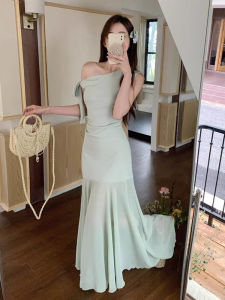 QINWEIYU | French Style Chiffon Dress Slim Fitted Flared