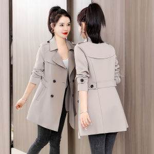 Trendy High-end Womens Trench Coat Medium-Long for Petite