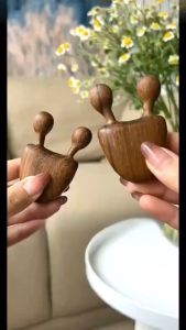 Natural Horn Sandalwood Scraping Massage Gua Sha Facial Nose Eye Lifting Acupuncture Wooden Therapy Relaxing Stick Massager Tool