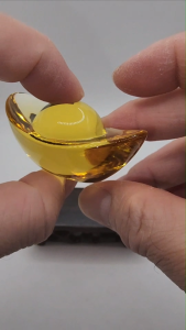 (SG Seller Ready Stocks) Glazed Glass (Liu Li) Golden Ingot Display Ornament Width 5.7+cm 琉璃黄金元宝摆件 宽5.7厘米