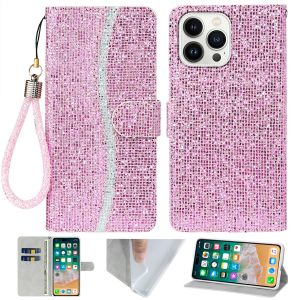 Samsung A04 A04S A14 A24 A34 A54 A13 A73 เคสหนังลายสก๊อตเพชรสุดหรูลายตารางหมากรุกแวววาวระยิบระยับเคสกระเป๋าเงินฝาแบบพับผู้หญิงสายรัดข้อมือกระเป๋าเก็บบัตรช่องใส่เงินสดรองรับขาตั้ง