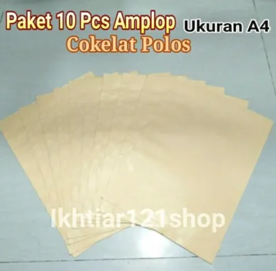 10 Lembar Amplop Cokelat Polos A4/Paket 10 Pcs Amplop Ukuran A4