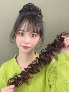 Womens Hair Ties Winding Style Artificial Hair Bun Simulation Fake Hair Hairpin Fluffy Hair Accessories Hairband Hair Hoop