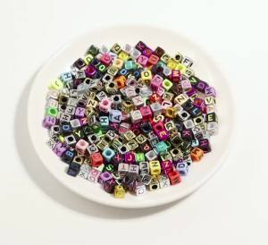 100pcs 6mm Acrylic Square Letter Beads Mixed Alphabet Loose Beads For Jewelry Making DIY Crafts Bracelets Necklace Accessories