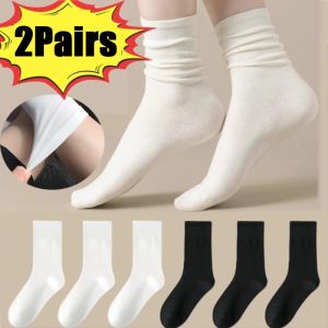 Spring Summer Women Boneless Socks Japanese Fashion Middle Tube Socks Casual Cozy Breathable Thin sock Black/White