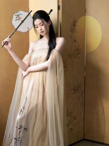 New Chinese Style Morning Gowns Bride Evening Gown Studio Morning Dress Fairy off-Shoulder Zen Ink Painting National Style Dress