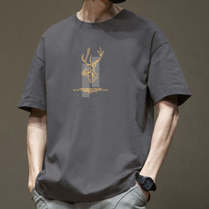 Summer Casual Pure Cotton Short Sleeve Mens T-shirt American Style Versatile Top Breathable Youth Trend round Neck Tee