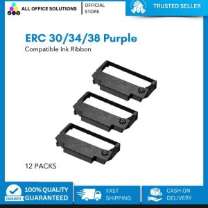 AOS Compatible Ink Ribbon ERC 30 ERC 34 ERC 38 ERC 30/34/38 Purple (12 Packs)