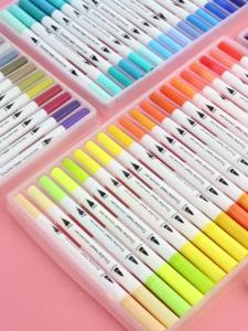 12-120 Colors Double Sided Marker Pens Set Water Based Washable Ink Art School Drawing Supplies Highlighter Sketch Brush Pen