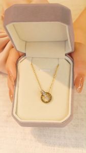 Zirkonia Angka Romawi Cincin Ganda Kalung Perhiasan Wanita Titanium Hadiah Perhiasan Tahan Air Tahan Karat Tahan Pudar