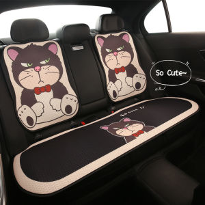 เบาะรถน่ารักสำหรับผู้หญิง ปกเก้าอี้แบบครึ่งหุ้ม 5 ที่นั่ง ใช้ได้ตลอดทั้งปี ผ้าไนลอน ทำความสะอาดง่าย ป้องกันการลื่นไหล