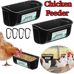 Chicken Water Dispenser Chicken Feeder Large Capacity Hanging Fence Feeder Spill-proof Chicken Duck Livestock Feed Trough