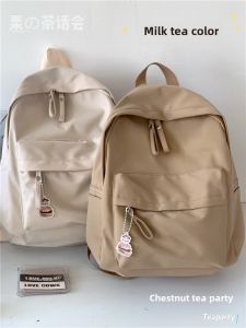 Ins-Style Japanese Simple Matching Large Student Bookbag for Girls High School and Middle School Pure Color Double Shoulder Bag