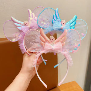 Frozen Princess Childrens Hairband Anti-Slip Hair Accessories Sweet Tulle Hair Clamp Girls Hair Decorations Korean Style