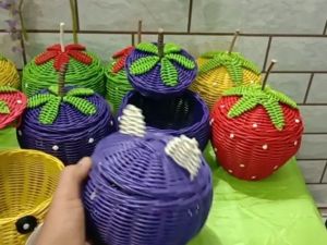 toples permen toples plastik keranjang tutup tempat coklat perlengkapan meja dapur toples rotan keranjang karakter wadah serbaguna