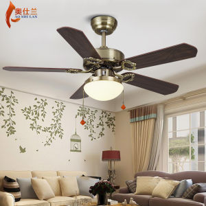 Fan-Style Ceiling Lamp Led Modern Scandinavian Fan Lamp Ceiling Fan Lights Iron Leaf Wood Leaf without Light Single Lamp Minimalist Electric Fan Lamp
