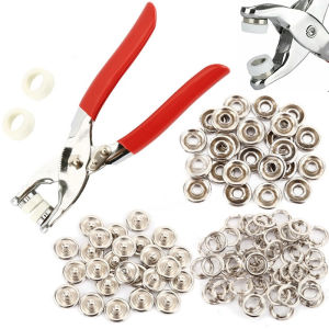 Snap Fasteners Kit Tool Metal Snap Buttons Rings with Fastener Pliers Press Tool Kit for Clothing Sewing