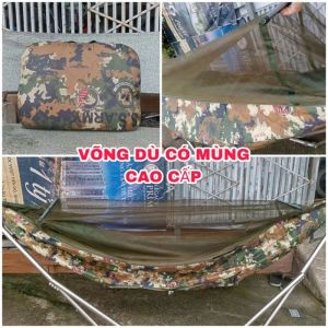 Võng dù có mùng 3 lớp cao cấp chất liệu dày - Võng mùng quân đội đẹp