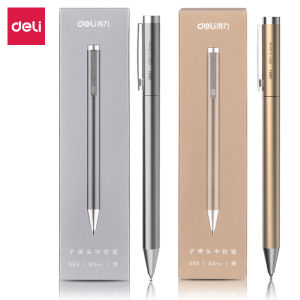 deli | DELI Metal Sign Pen 0.5mm Gel Ink Pens Golden Silver Color Metallic Writing Pen Office Supplies
